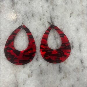 Red and Black Teardrop Earrings